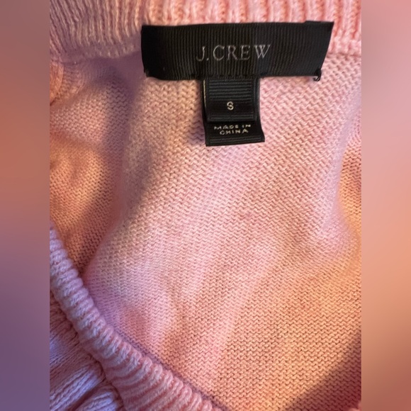 J. Crew Pink Ruffle V-Neck Sweater - Picture 2 of 6